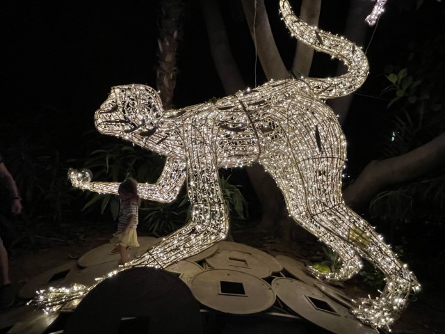 פסל קוף מואר עם אפקטים קוליים