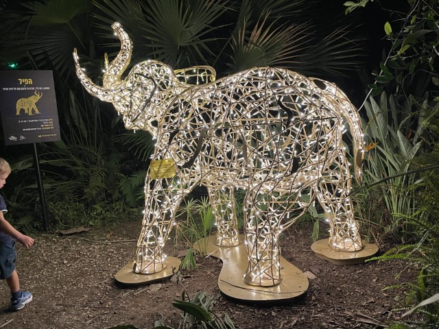 פסל פיל מואר בתצוגת LED