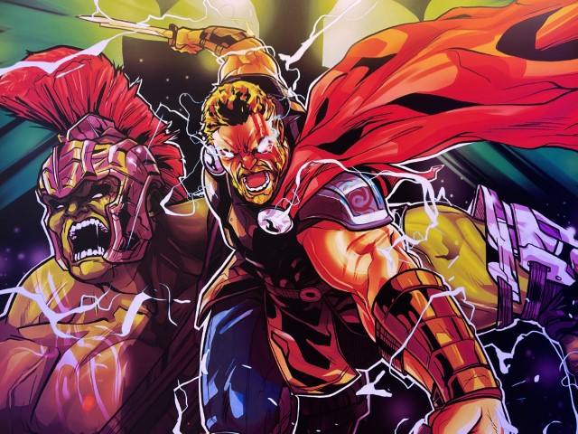 גיבור על מתוך עבודותיו של אורי און במוזיאון הקריקטורה והקומיקס