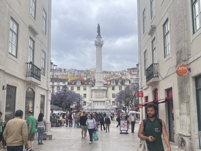 Rossio Square with Pedro IV monument in Lisbon