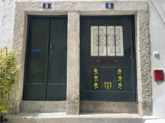 Hebrew inscriptions and Israeli symbol in Lisbon Jewish Quarter